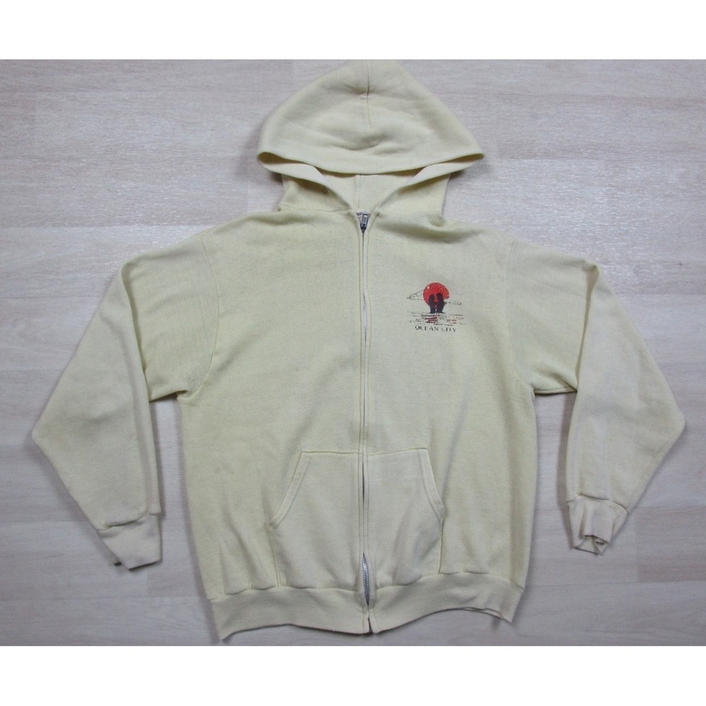 Vintage 70s Sportswear Full Zip Hoodie Sweatshirt‎ (M) Ocean City MA Distressed